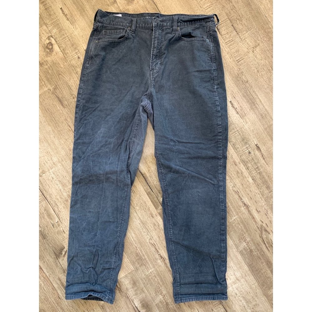 American Eagle High-Waist Stretch Corduroy Mom Straight Pants Blue Women's Sz 10
